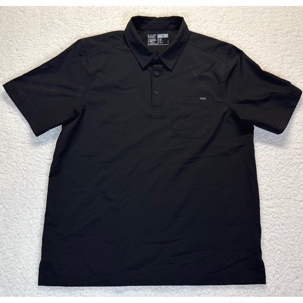 5.11 Tactical Mens Short Sleeve Polo Shirt Black Size Medium Chest Pocket Logo